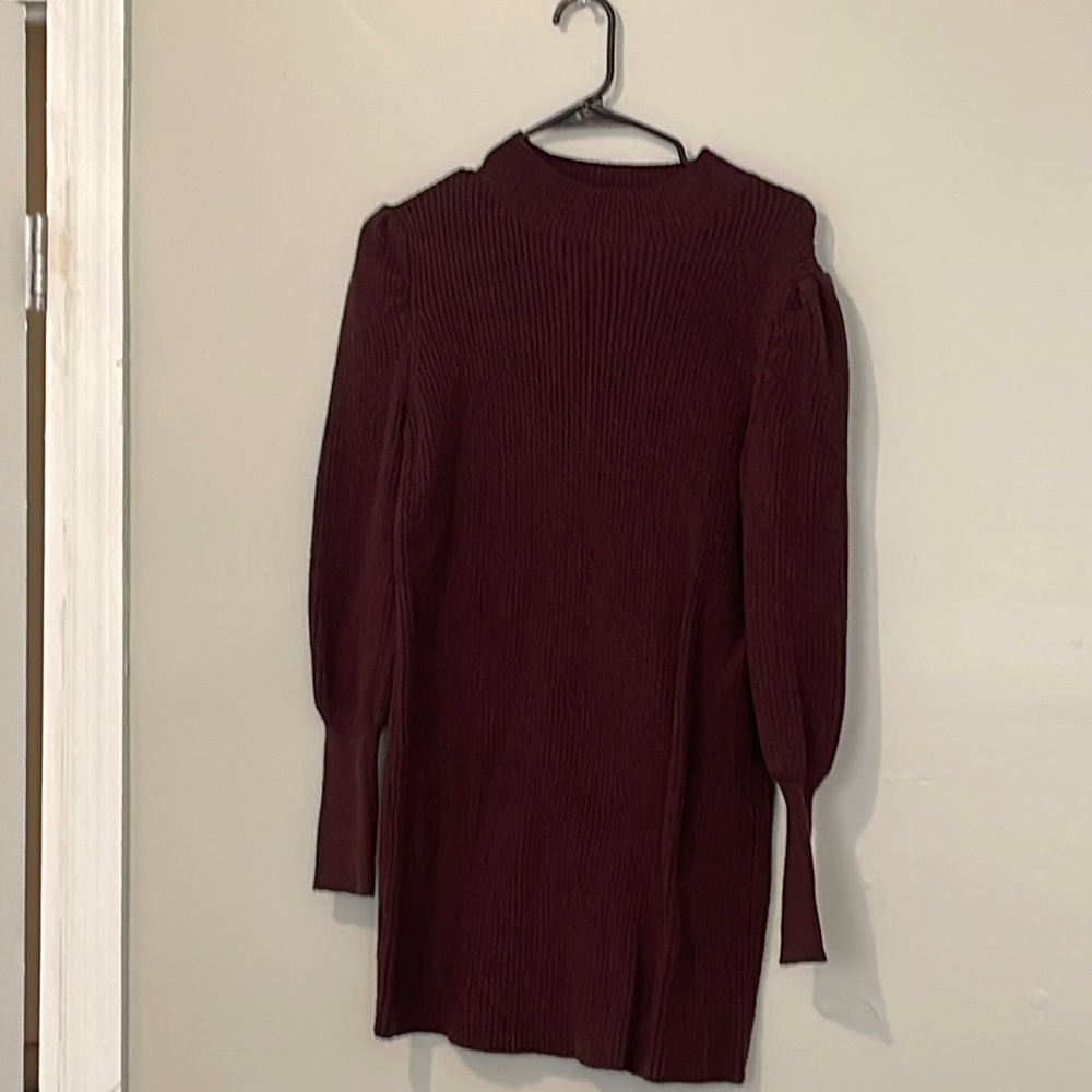 Brown Long Sleeve Mini Dress
